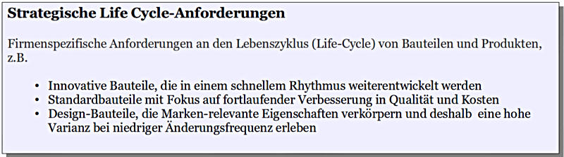 Strategische Life Cycle Anforderungen für eine modulare Produktarchitektur